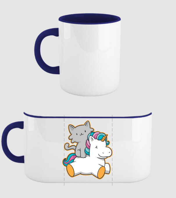 Unicorn Cu pisică model albastru închis pe tricou