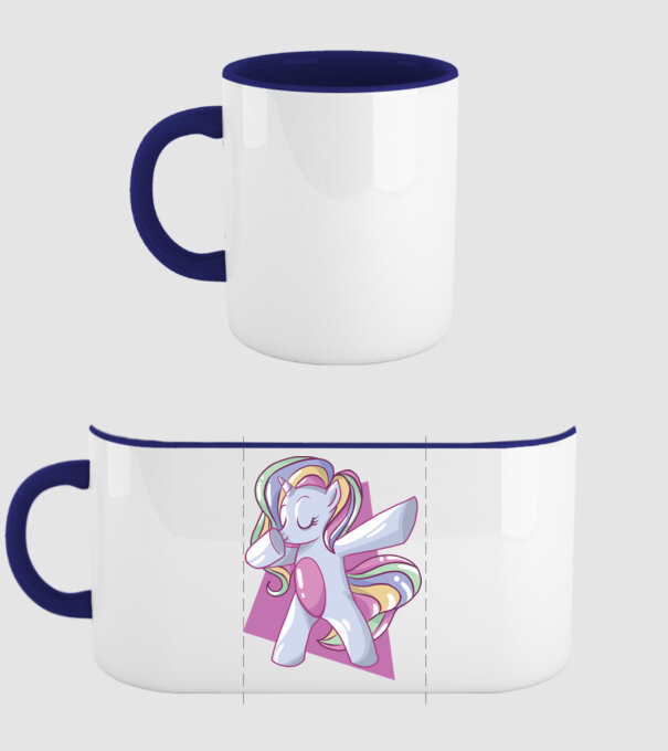 Unicorn DAB model albastru închis pe tricou