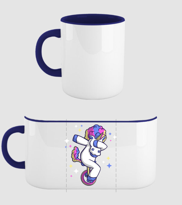 Unicorn pe monociclu model albastru închis pe tricou