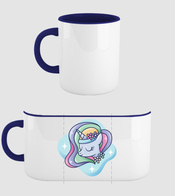 Cap de unicorn model albastru închis pe tricou