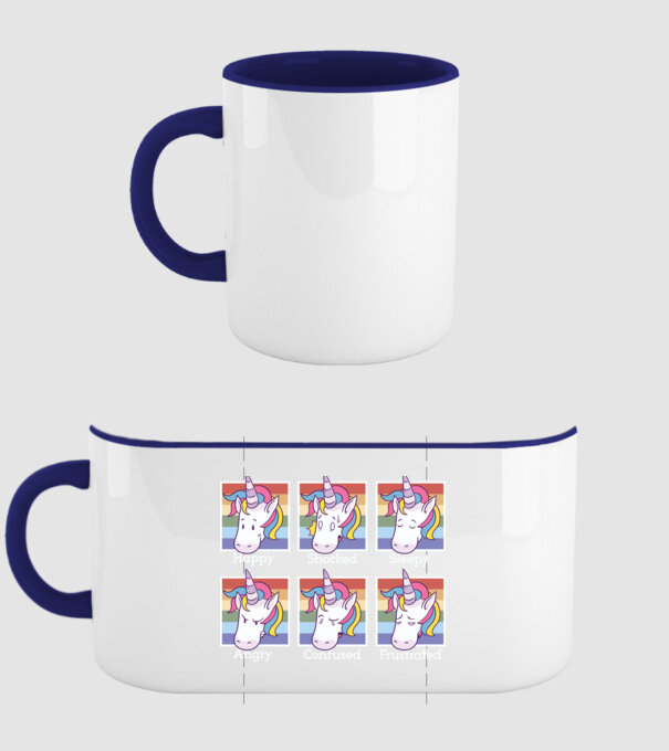 Capete de unicorn model albastru închis pe tricou