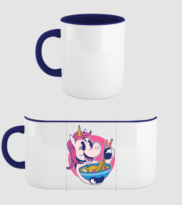 Unicorn Ramen model albastru închis pe tricou