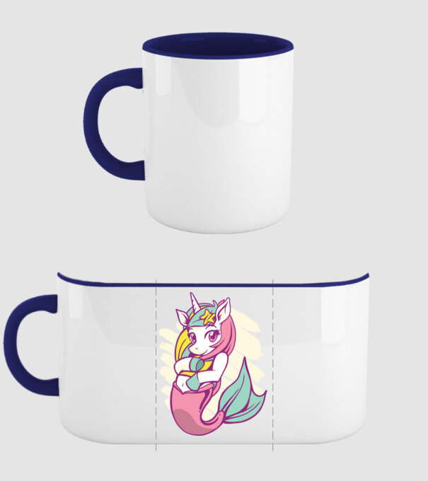 Unicorn Sirenă model albastru închis pe tricou