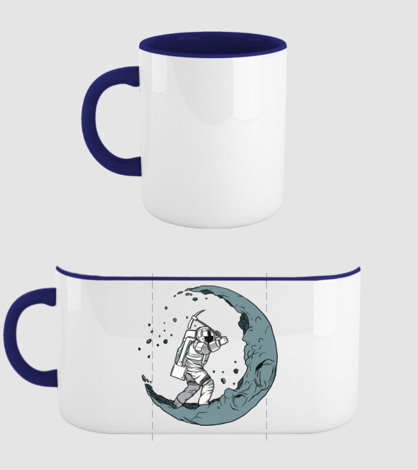 Astronaut pe Lună model albastru închis pe tricou