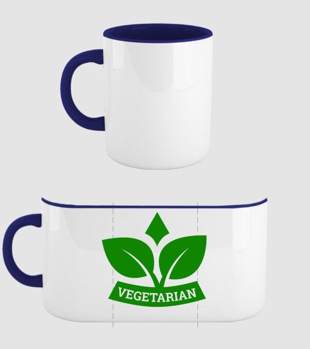 Vegetarian badge 1 model albastru închis pe tricou