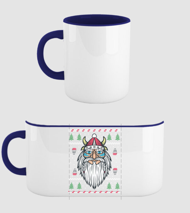Moș Crăciun viking Pulover urât model albastru închis pe tricou