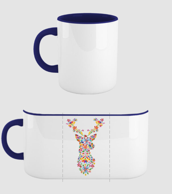 Cerb cu motive florale Floral model albastru închis pe tricou