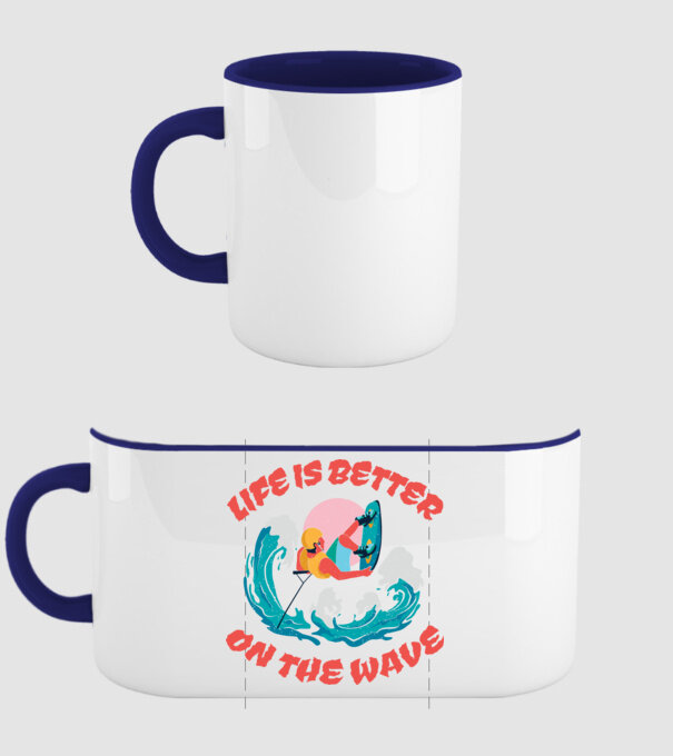 Wakeboard - Life is better on the wave model albastru închis pe tricou