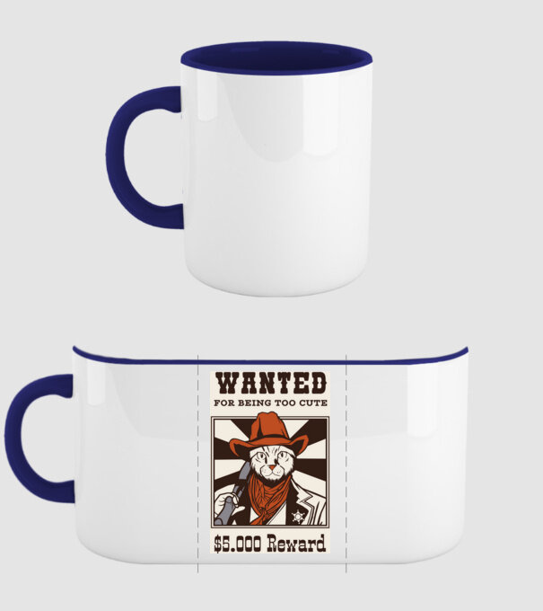 Wanted for being too cute Cowboy cu pisică model albastru închis pe tricou