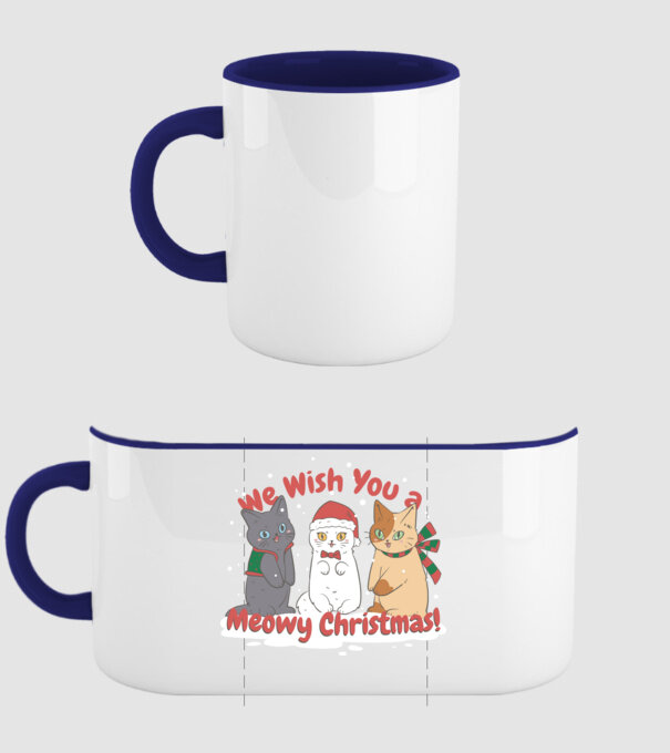 We wish You a Meowy Christmas model albastru închis pe tricou