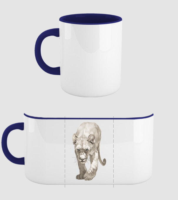white lion model albastru închis pe tricou
