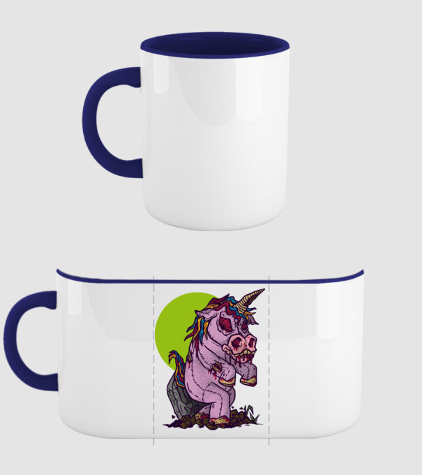 Zombie unicorn model albastru închis pe tricou