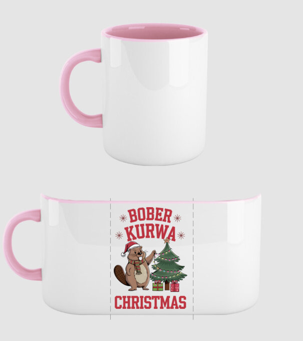 Bober Kurwa Christmas 3 model roz deschis pe tricou