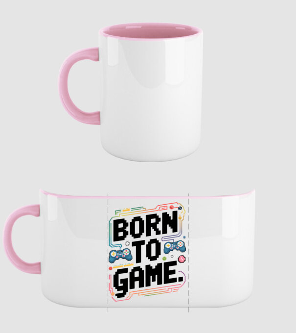 Born to Game Pixel Alb model roz deschis pe tricou