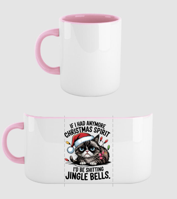 Christmas Spirit Grumpy Cat Alb model roz deschis pe tricou