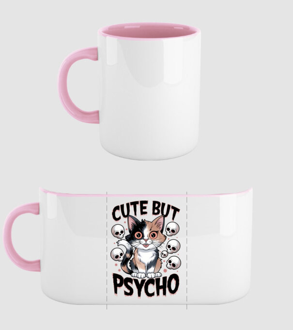 Cute, but Psycho pisică Alb model roz deschis pe tricou