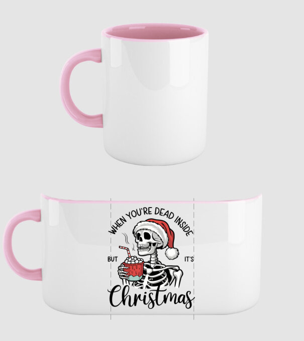 Dead inside, but it's christmas Alb model roz deschis pe tricou