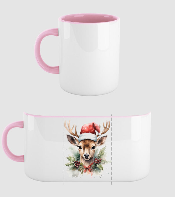 Festive Reindeer model roz deschis pe tricou