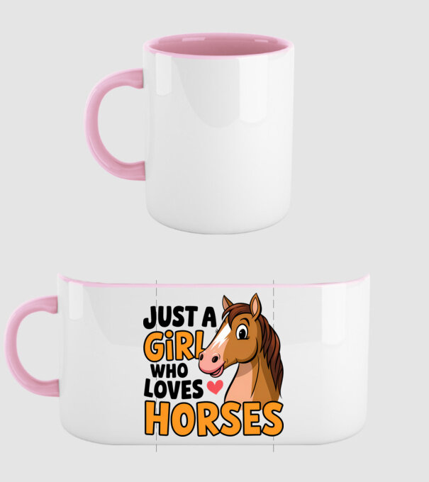 Just a girl who loves horses Alb model roz deschis pe tricou