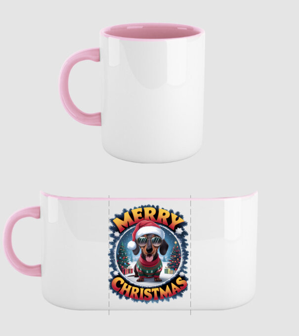 Merry Christmas Teckel model roz deschis pe tricou
