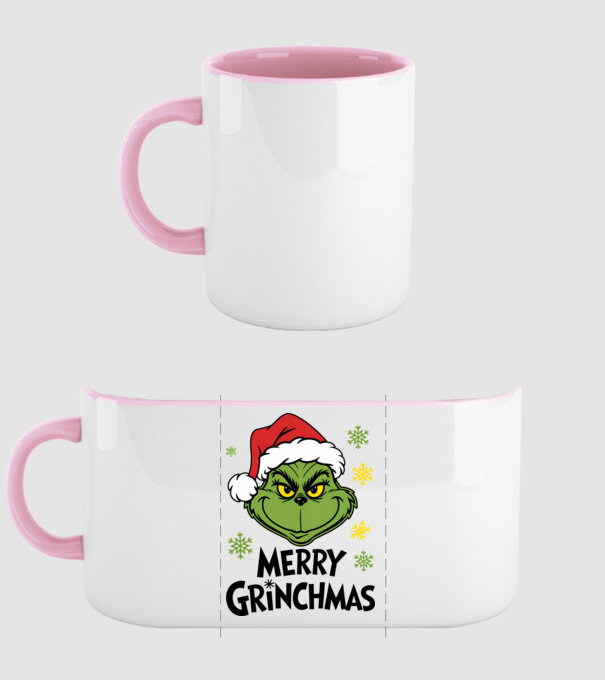 Merry Grinchmas Alb model roz deschis pe tricou