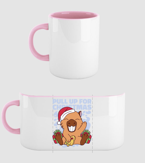 Pull up for christmas Capybara model roz deschis pe tricou