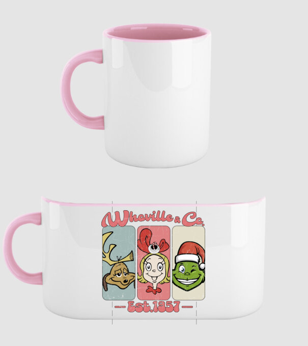 Whoville & Co - Grinch model roz deschis pe tricou