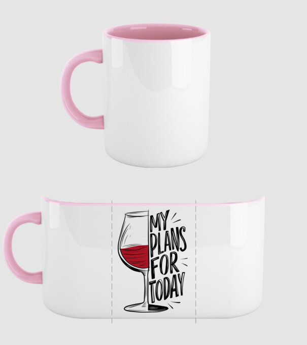 Wine Plans For Today Alb model roz deschis pe tricou