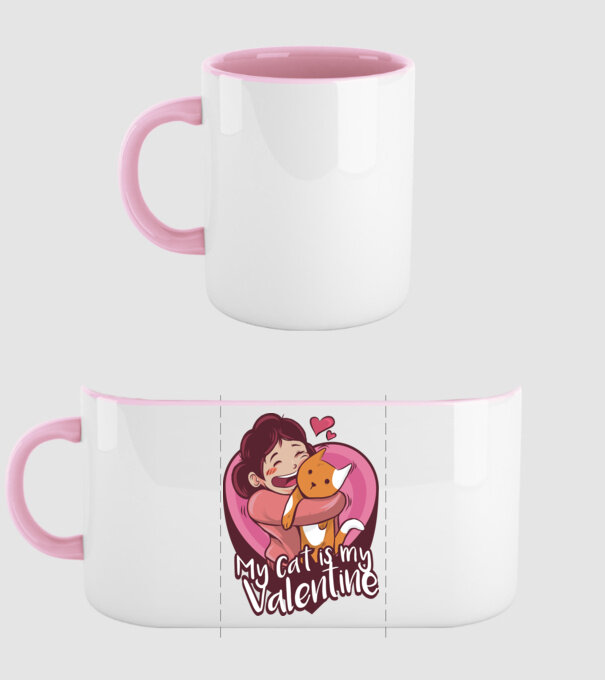 'Pisica mea este dragostea mea Tricou drăguț pentru Valentine''s Day' model roz deschis pe tricou
