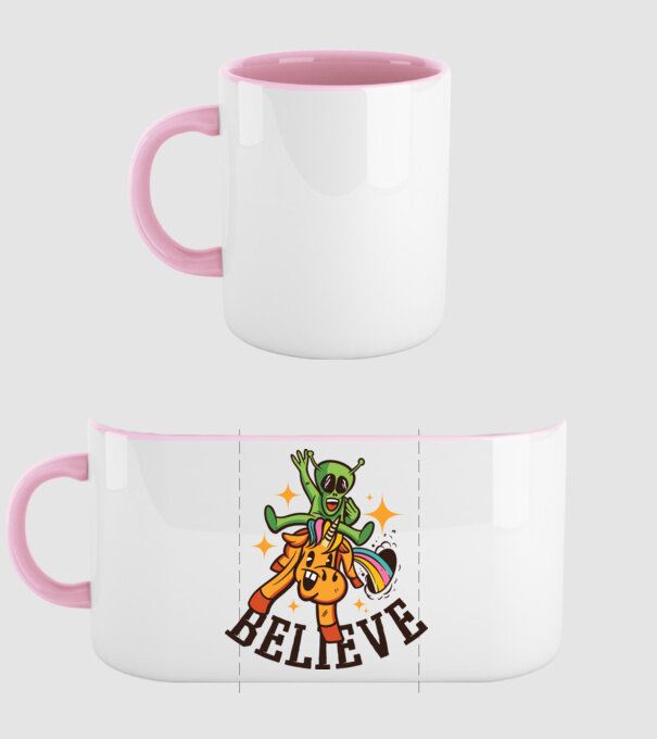 Unicorn Alien model roz deschis pe tricou