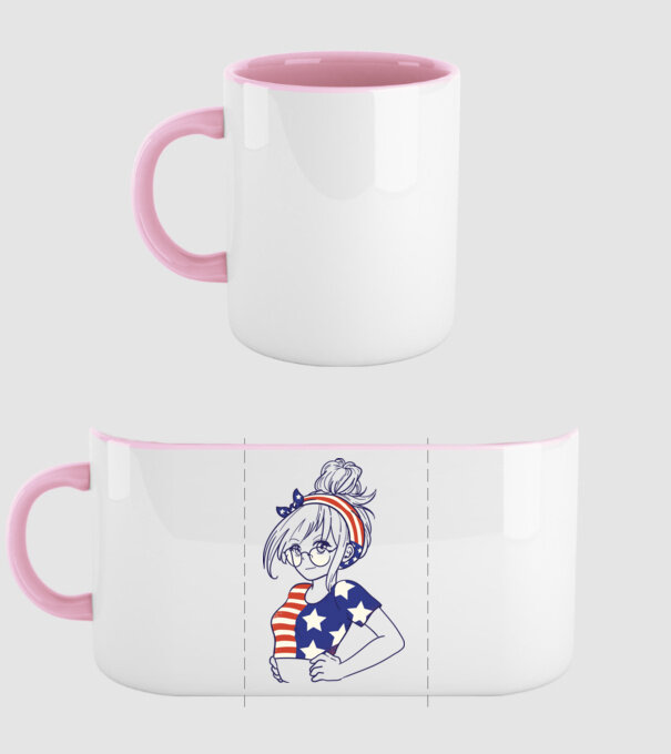 fată Americană Anime model roz deschis pe tricou