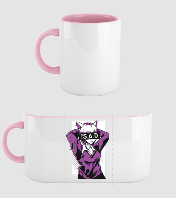 Anime fată tristă model roz deschis pe tricou