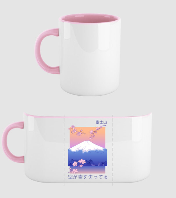 Anime Vaporwave munte model roz deschis pe tricou