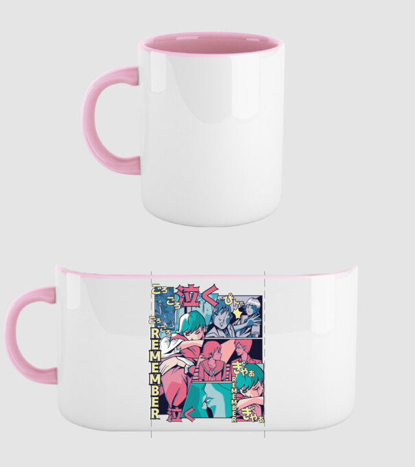 Anime Vaporwave benzi desenate model roz deschis pe tricou