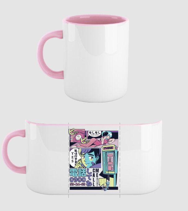 Anime Vaporwave benzi desenate model roz deschis pe tricou