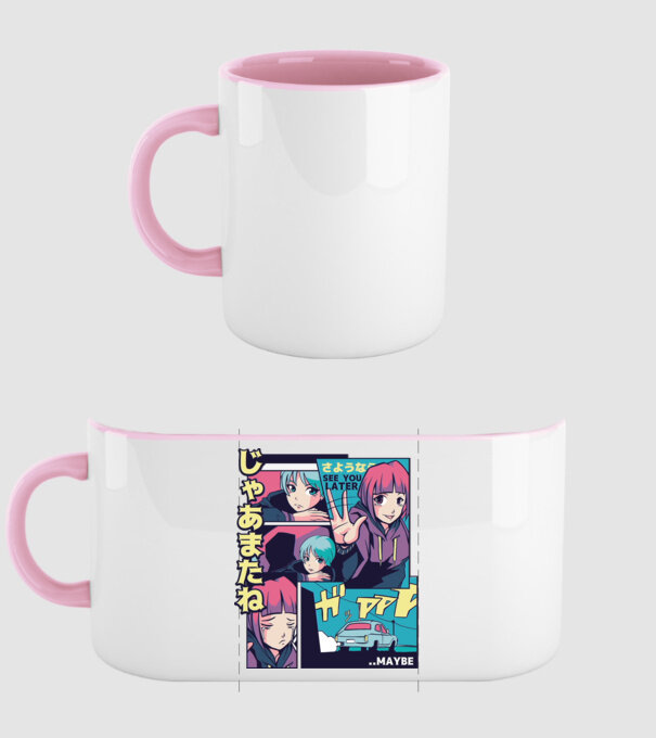 Anime Vaporwave See you Later model roz deschis pe tricou