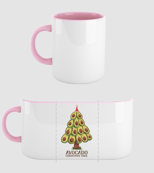 Pom de Crăciun Avocado model roz deschis pe tricou