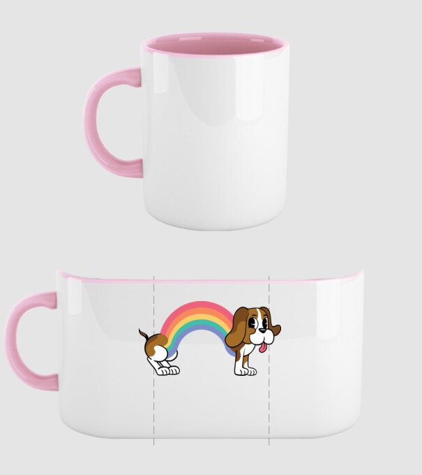 Beagle curcubeu model roz deschis pe tricou
