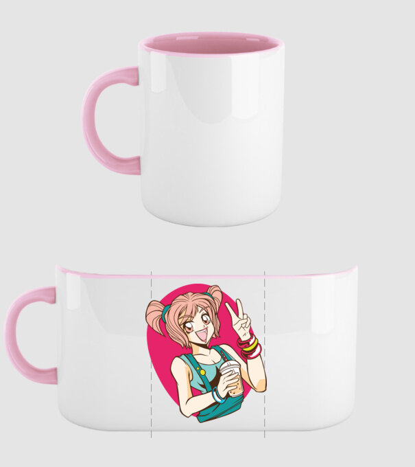 Bobba fată Anime model roz deschis pe tricou