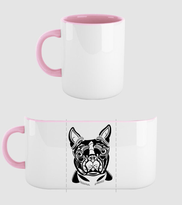 Câine Boston Terrier model roz deschis pe tricou