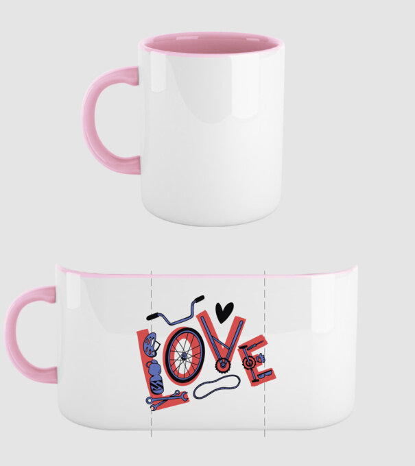 Love Bicicletă model roz deschis pe tricou