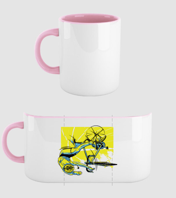 Cădere cu bicicletă model roz deschis pe tricou