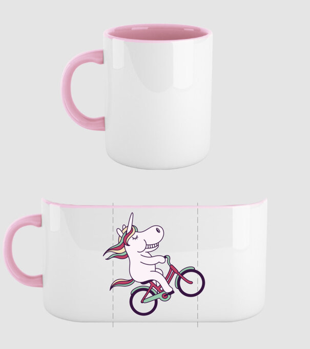 unicorn cu bicicletă model roz deschis pe tricou