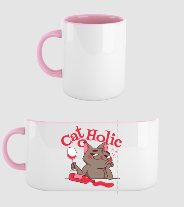 Catoholic - iubitor de pisici model roz deschis pe tricou