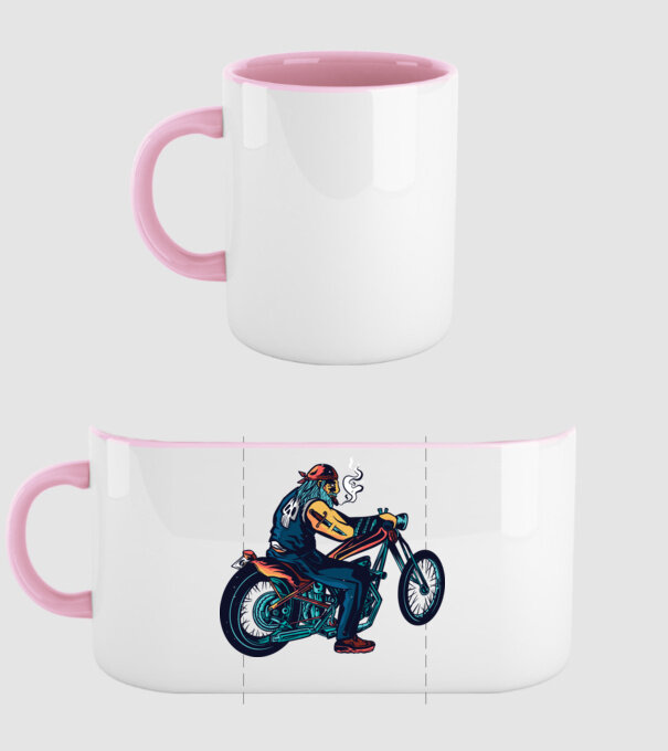 Motociclist Chopper model roz deschis pe tricou