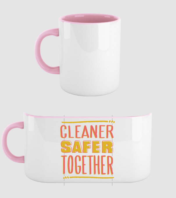 Cleaner Safer Together model roz deschis pe tricou