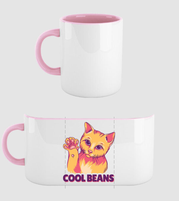 Cool Beans - talpă pisică model roz deschis pe tricou