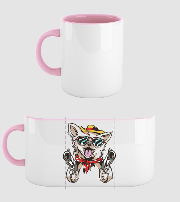 Chihuahua cu Pistol model roz deschis pe tricou
