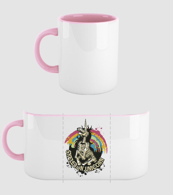 Schelet unicorn model roz deschis pe tricou