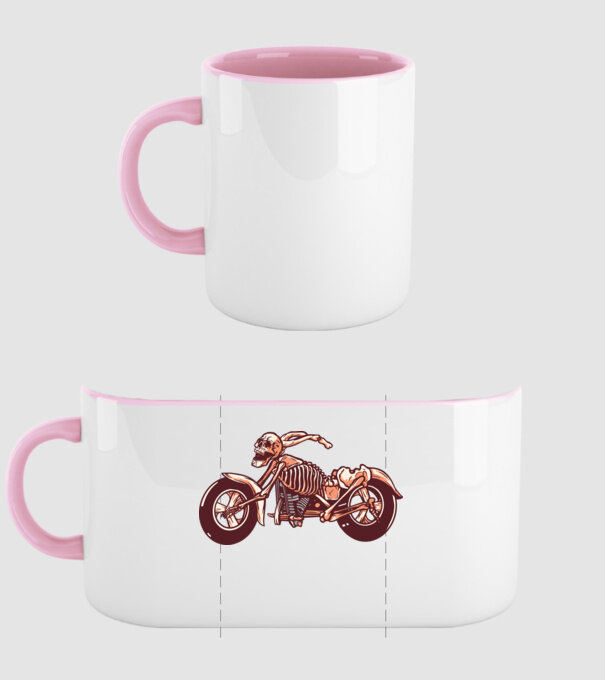 Motocicletă cu Schelet model roz deschis pe tricou